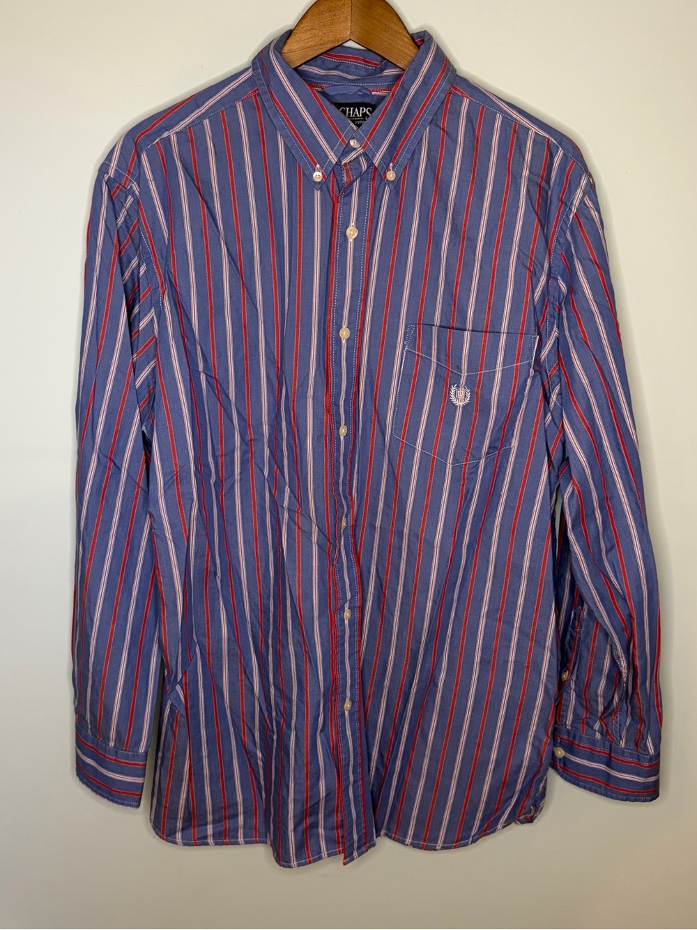 Chaps Men’s Striped Button-Down Shirt - Americana Stripes (Size XL) - Picture 2 of 9